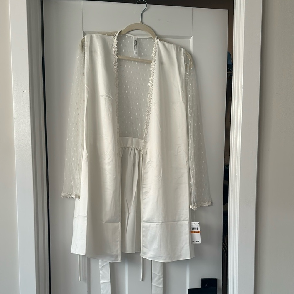 Flora Nikrooz Cream Satin & Sheer Robe